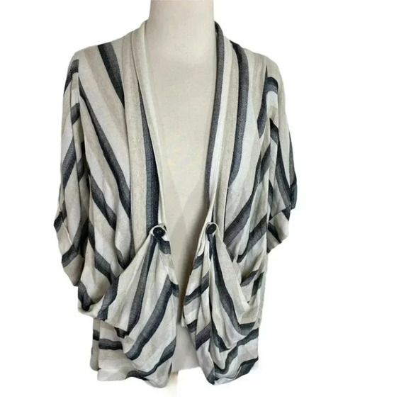 gr. dano S color block‎ striped draped open kimono - Picture 1 of 9